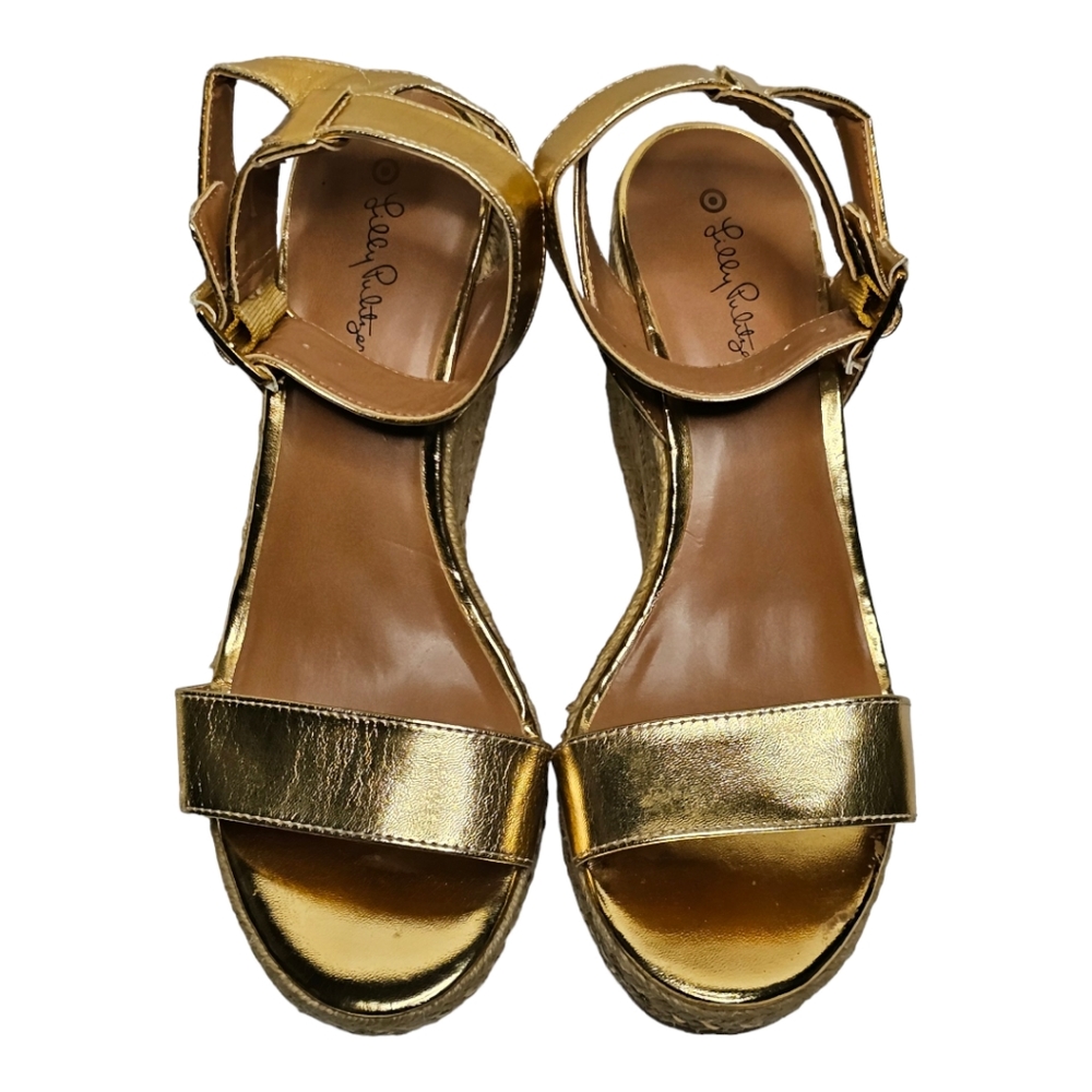 Lilly Pulitzer Gold Wedge Heel Shoes 6M - Picture 11 of 11